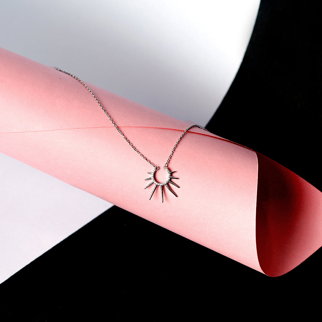 Sterling Silver Half Round Minimalistic Necklace