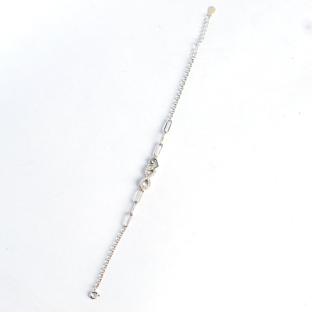 Sparkling Infinity Heart Link Bracelet