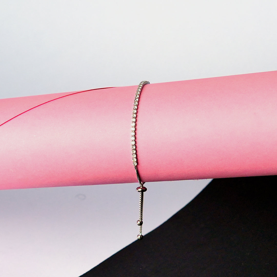 Silver Tennis Bracelet – Single Line