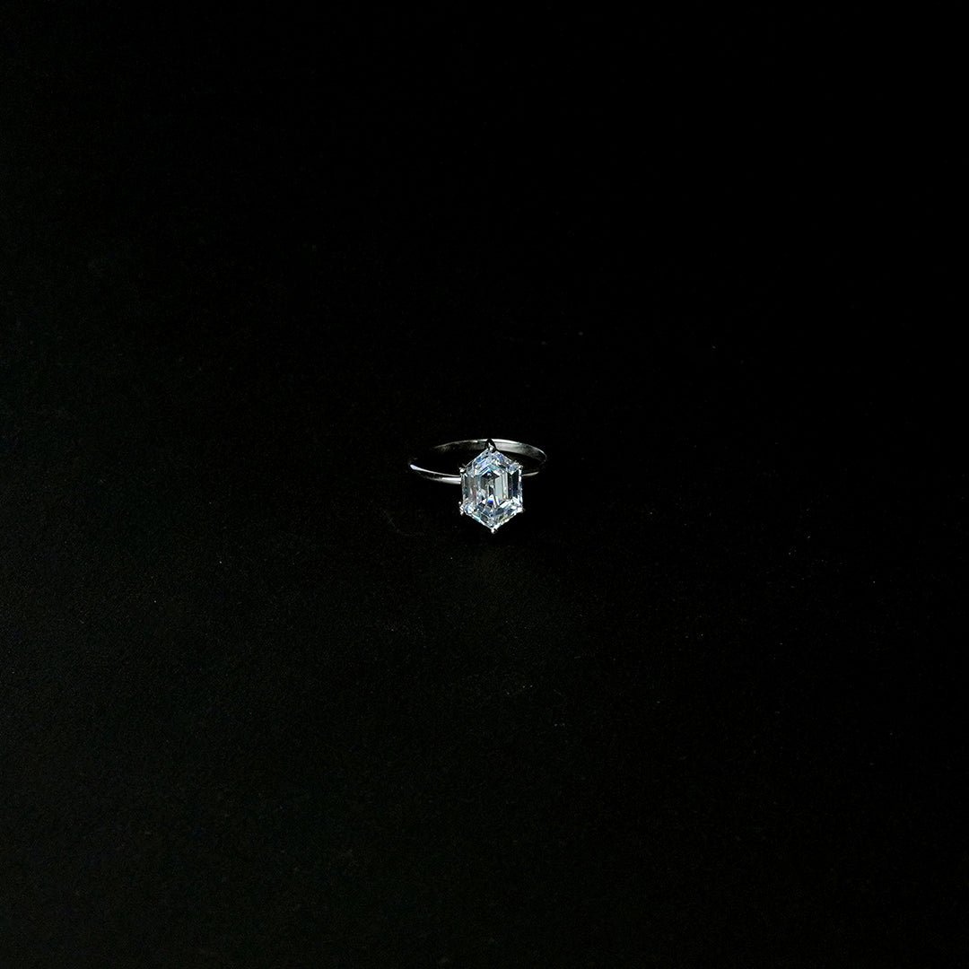 Stunning Hexagon Cut Solitaire Ring