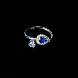 Adjustable Blue Stone With Diamond Ring