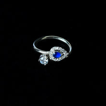 Adjustable Blue Stone With Solitaire Ring