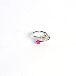 Adjustable Pink And White Stone Ring