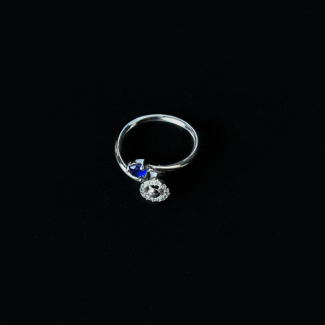 Adjustable Blue Stone With Solitaire Ring