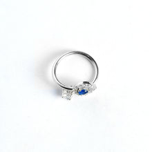 Adjustable Blue Stone With Solitaire Ring