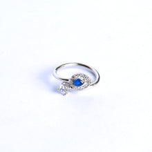 Adjustable Blue Stone With Solitaire Ring