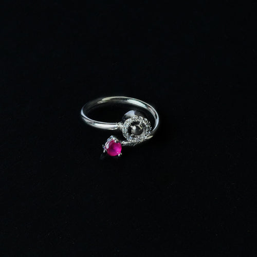 Adjustable Pink And White Stone Ring