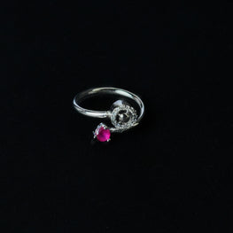 Stunning Pink Stone With Solitaire Ring (Adjustable)