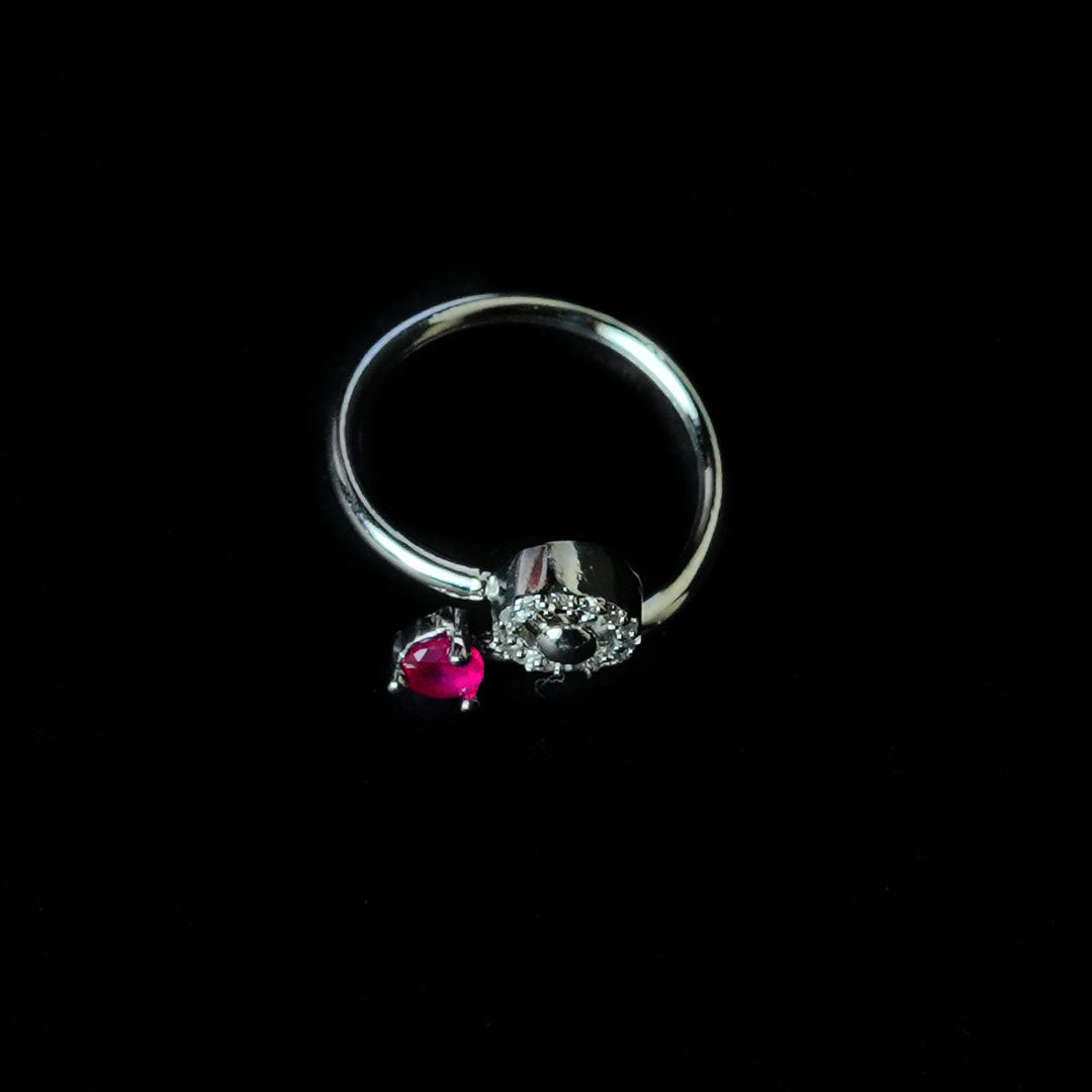 Adjustable Pink And White Stone Ring