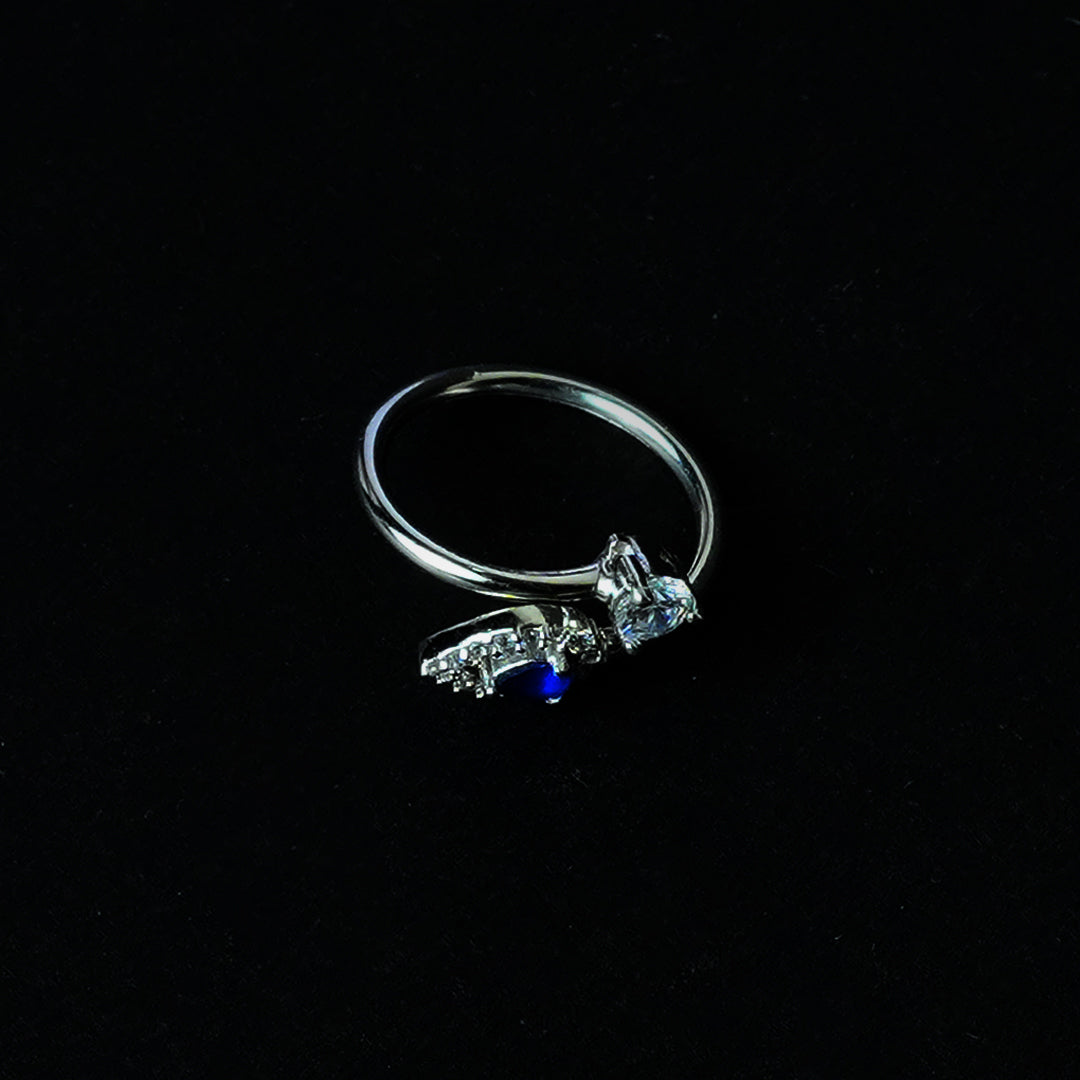 Adjustable Blue Stone With Diamond Ring