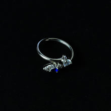 Adjustable Blue Stone With Solitaire Ring