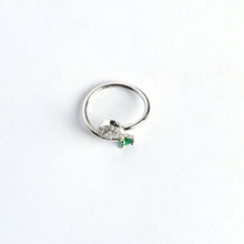 Adjustable Green With White Stone Ring