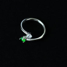 Adjustable Green With White Stone Ring